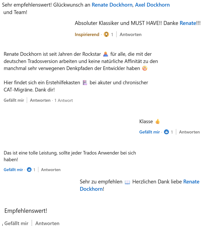 (Anonymisierte) Stimmen zum Buch: Trados kompakt